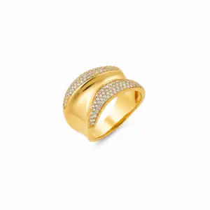 Lilly May 18ct Yellow Gold Plated Curve Pave Set Ring