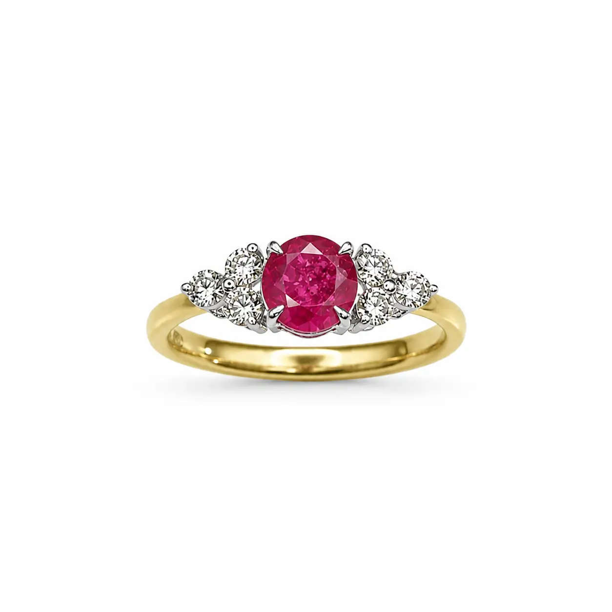 9ct Yellow & White Gold Ruby & Diamond Ring