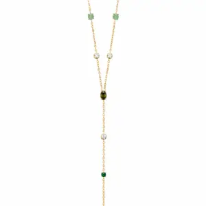 Lilly May - 18ct Yellow Plated CZ Multi Shape Drop Necklace
