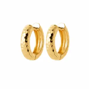 Lilly May - 18ct Yellow Gold Plated Hammered Hoop Earrings