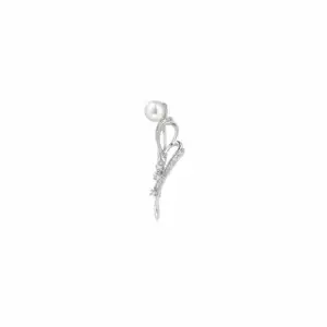 Ellani Sterling Silver CZ & Freshwater Pearl Brooch