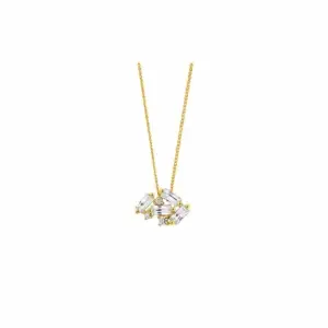 Ellani Yellow Gold Plated Baguette & Round CZ Pendant