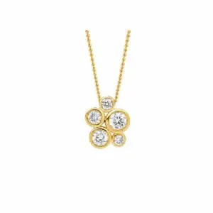 Ellani Yellow Gold Plated CZ Cluster Pendant