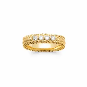 Lilly May - 18ct Yellow Gold Plated Triple Beaded CZ Ring