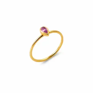 Lilly May - 18ct Yellow Gold Plated Syn Gemstone Bezel Ring