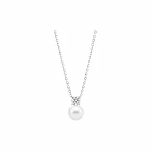 Ellani Sterling Silver CZ & Pearl Chain