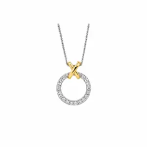 Ellani Sterling Silver CZ Circle X Pendant